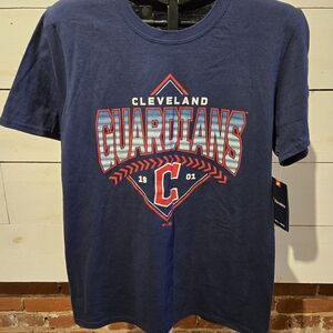 Fanatics Mens T-Shirt Size M Navy MLB Baseball Cleveland Guardians Short Sleeve